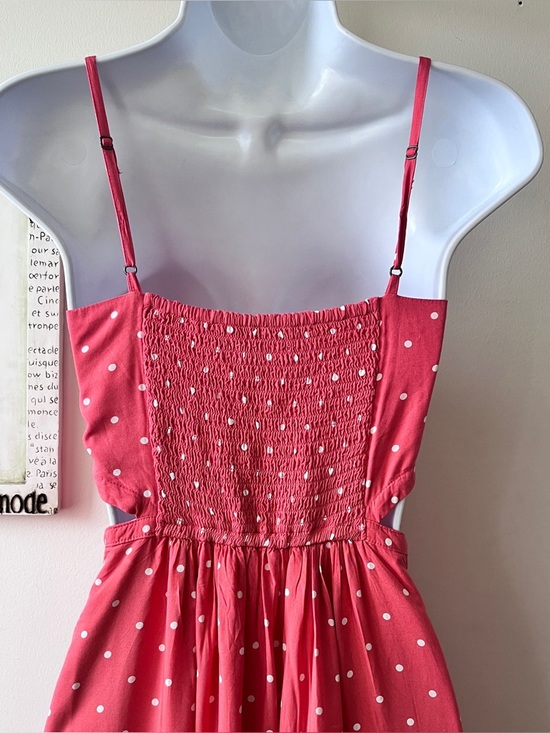 Abercrombie & Fitch Coral Polka Dot Festival Resort Cutout Midi Dress Size XS-S - Picture 6 of 8